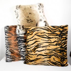 Lot of 3 Animal Print Faux Fur Decorative Pillows